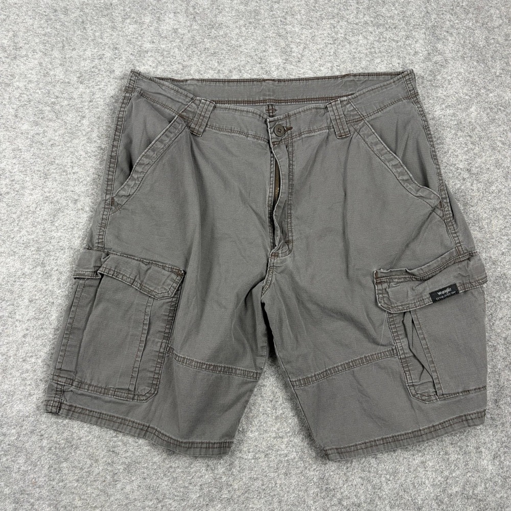 Wrangler Cargo Shorts Mens 38 Gray Canvas Utility Gorpcore Hiking Outdoor Casual